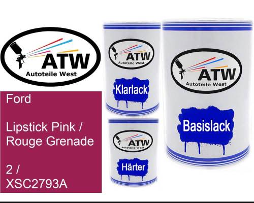 Ford, Lipstick Pink / Rouge Grenade, 2 / XSC2793A: 500ml Lackdose + 500ml Klarlack + 250ml Härter - Set, von ATW Autoteile West.